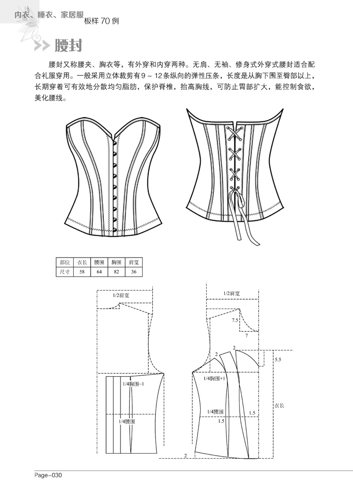 男士女式睡衣家居服的板样结构制版裁剪入教材教程睡袍保暖裤胸罩打板