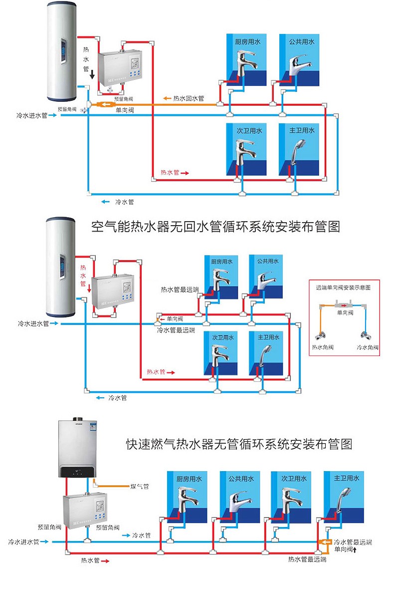 定做 回水器热水泵智能循环系统家用别墅燃气空气能回水泵全自动