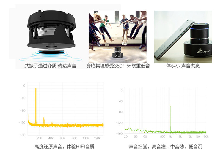 adin艾丁s8bt共振音响26w大功率重低音炮迷你便携无线蓝牙音箱