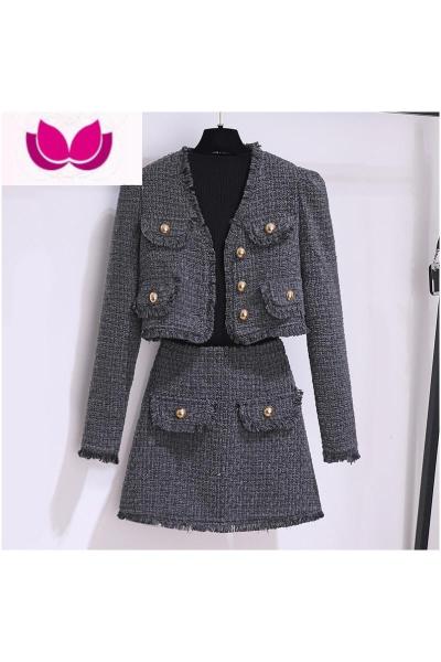 七斓小香风套装裙女春季2023新款网红高级感小个子显高时尚套