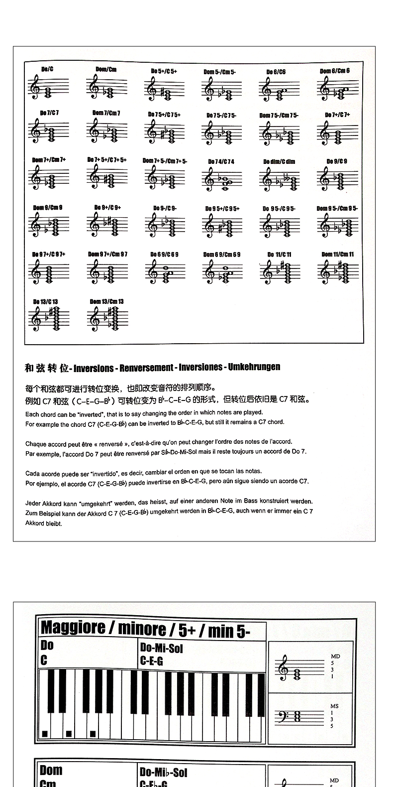 《惠典正版钢琴和弦图表大全 钢琴384个和弦指法速查