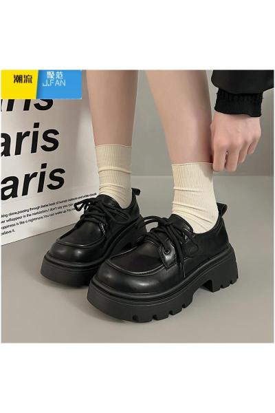 聚范小皮鞋女英伦风2024春季新款日系jk鞋圆头复古厚底系带配裙子单鞋