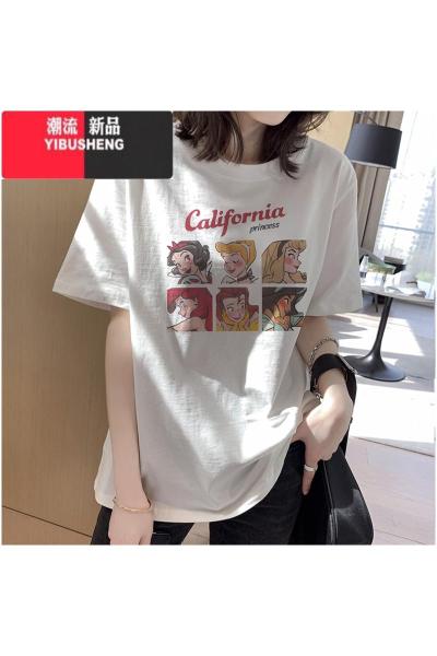 YIBUSHENG复古公主季百搭白色短袖t恤女装宽松大码内搭打底衫MXV上衣