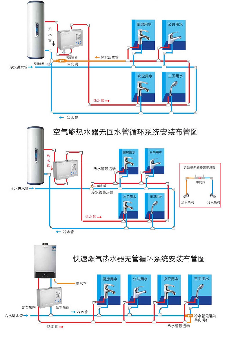 定做回水器热水泵智能循环系统家用别墅燃气空气能回水泵全自动