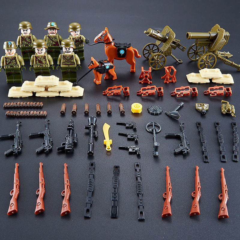 兼容乐高军事二战人仔积木八路军小人偶武器日军男孩拼装益智玩具八路