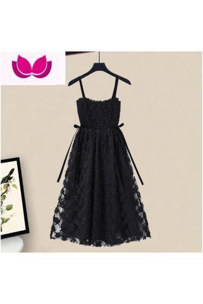 七斓小个子奶系穿搭春季套装春装2023年新款女蕾丝雪纺衫连衣裙套