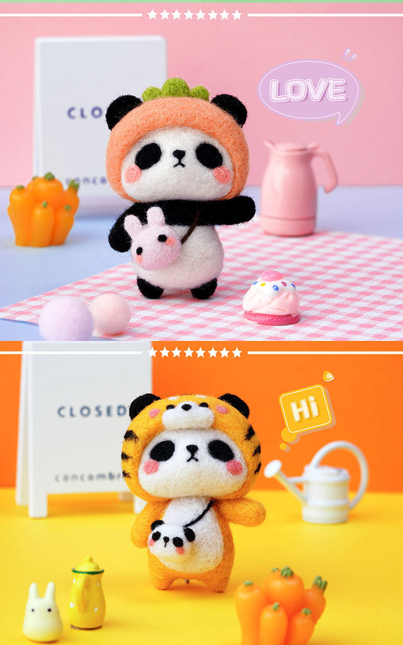 《panda熊猫 羊毛毡 戳戳乐手工制作diy 减压材料包