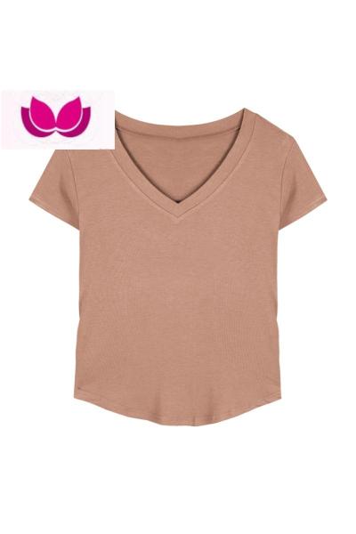 七斓白色v领短袖T恤女装春季2023新款纯欲辣妹修身显瘦设计感小众上衣