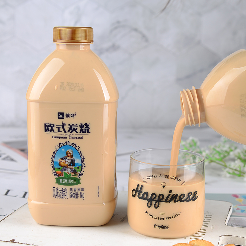 蒙牛大桶炭烧酸奶1kg桶风味酸奶焦香原味发酵乳欧式炭烧酸奶