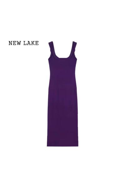 NEW LAKE纯欲性感吊带连衣裙女装2024夏季气质收腰显瘦包臀裙长裙
