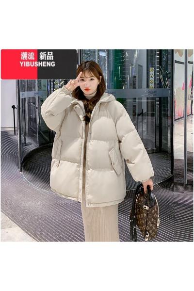 YIBUSHENG2023新款羽绒服外套女学生韩版宽松棉衣加厚百搭小个子面包服