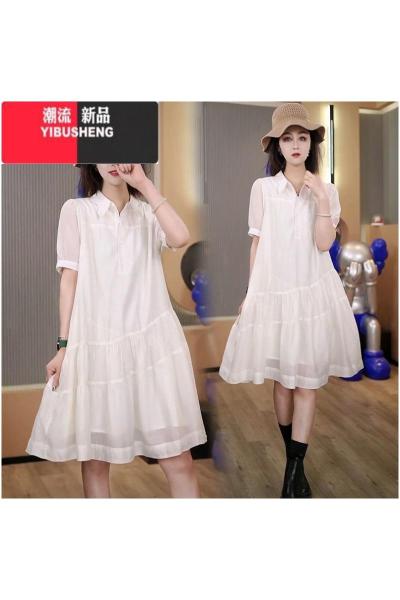 YIBUSHENG衬衫裙女设计感小众高端季小个子法式绝美高级感气质雪纺连衣裙