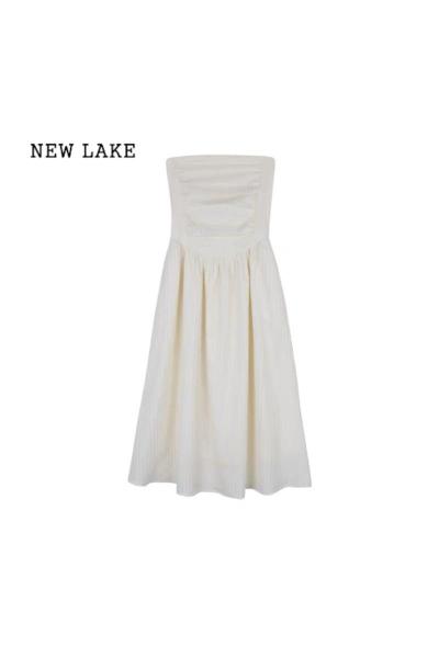 NEW LAKE法式白色抹胸气质连衣裙女夏季小个子高级感气质温柔风仙女长裙子