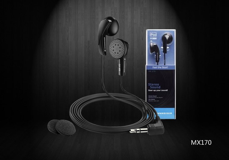 苏宁国际森海塞尔(sennheiser) mx 170 立体声手机耳塞平头塞 强劲