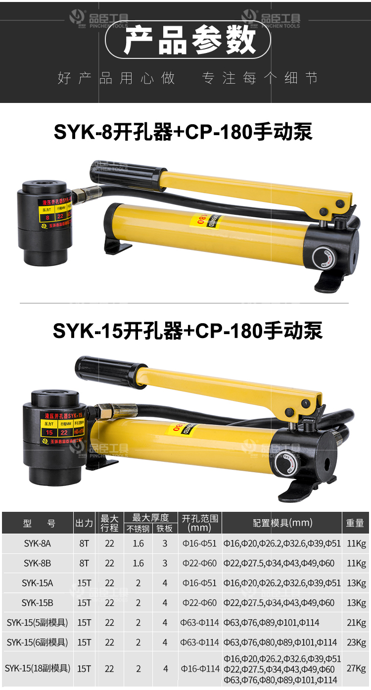 特价syk-8b不锈钢液压开孔器8a 拉孔薄铁板手动铜板铝板打孔机 syk-15