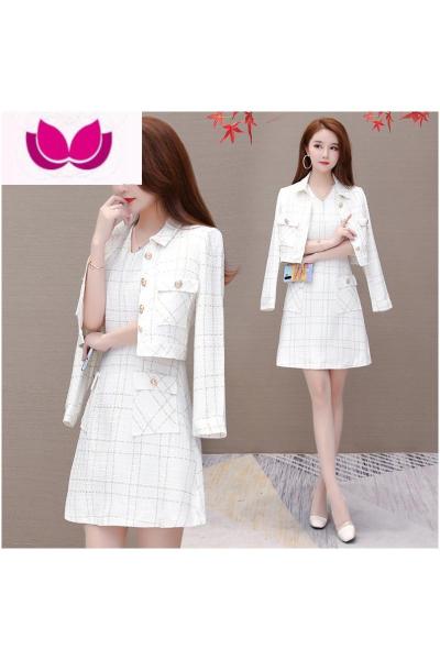 七斓小香风毛呢连衣裙春装2023年新款女装流行气质显瘦名媛套装裙