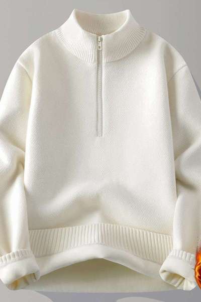 花花公子新款高品质[新款]2025年冬半高拉链领针织毛衣男