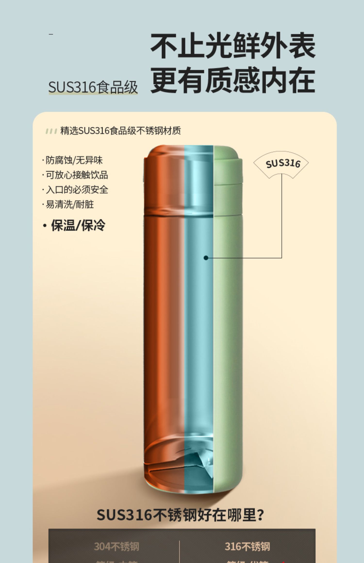 三维工匠 类别:保温杯 颜色:锖色 材质:316不锈钢 容量:51-100ml 样式