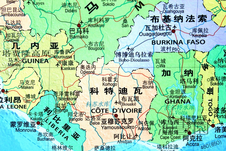 86米 大张非洲地图 亚膜无拼接整张 旅游资源 行政区划 标准地名 中