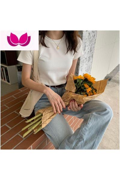 七斓红色短袖T恤女装春季2023新款小个子修身打底白T网红内搭上衣