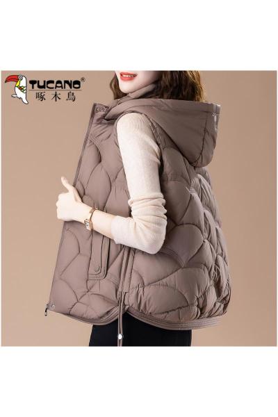 啄木鸟女士羽绒棉马甲女冬季2024新款妈妈洋气减龄轻薄款保暖马夹