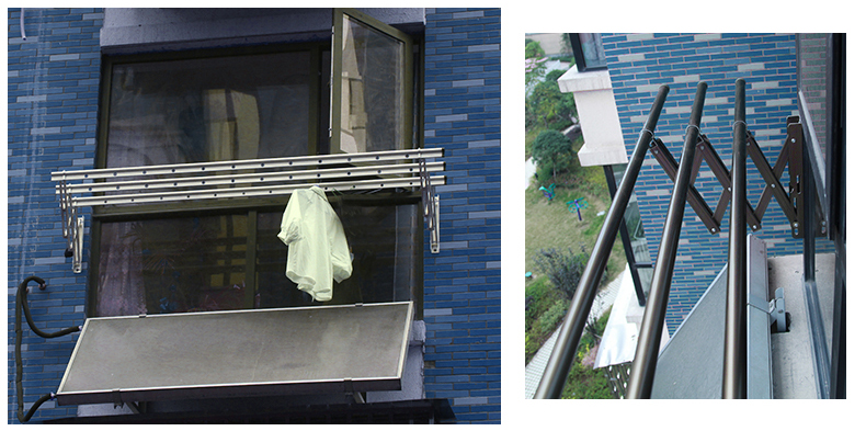 三维工匠阳台窗外伸缩晾衣架户外推拉晒衣架折叠晾衣杆室外凉衣架晒架
