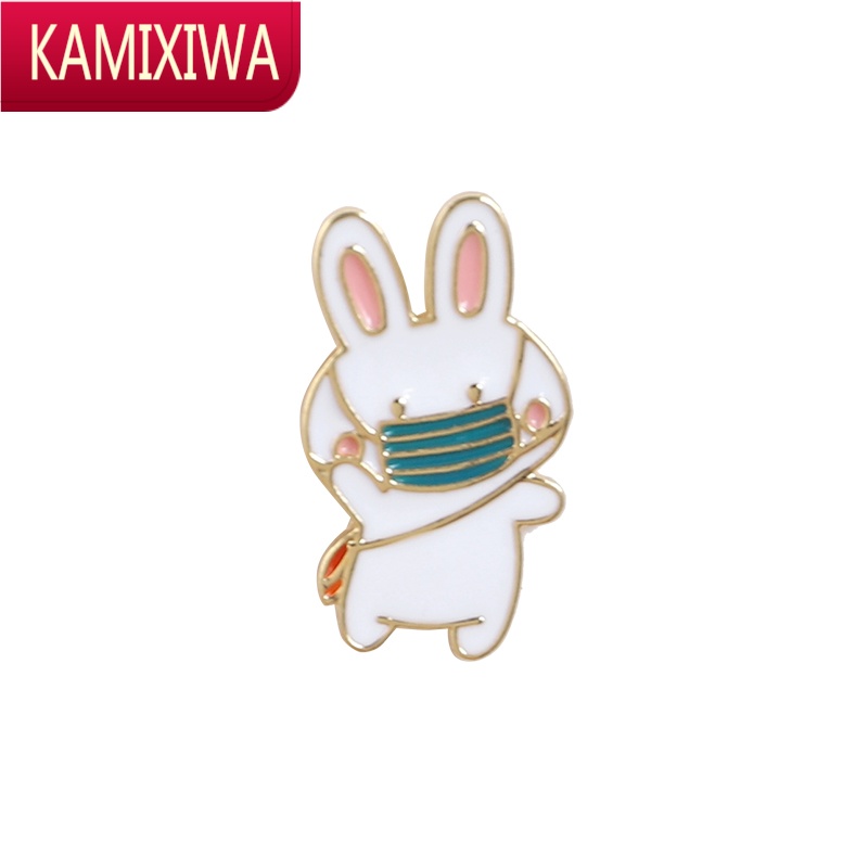 戴口罩兔子胸针可爱日系卡通男女徽章创意别针包包装饰品 kamixiwa