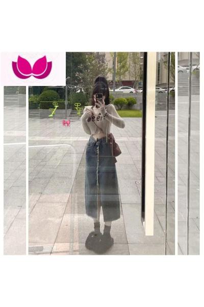 七斓高级感早春穿搭套装裙奶糯风短款针织衫女牛仔半身裙小个子套