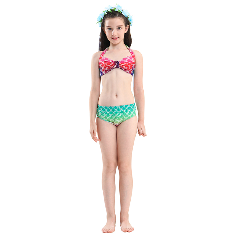 儿童美人鱼尾巴的女童公主泳装小女孩游泳衣服装比基尼套装新款 紫色