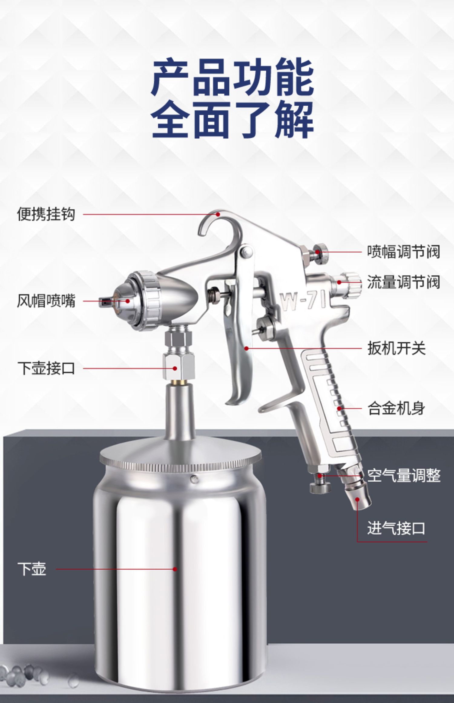 敬平喷枪汽车钣金家用器工具油漆喷壶涂料乳胶小喷涂抢
