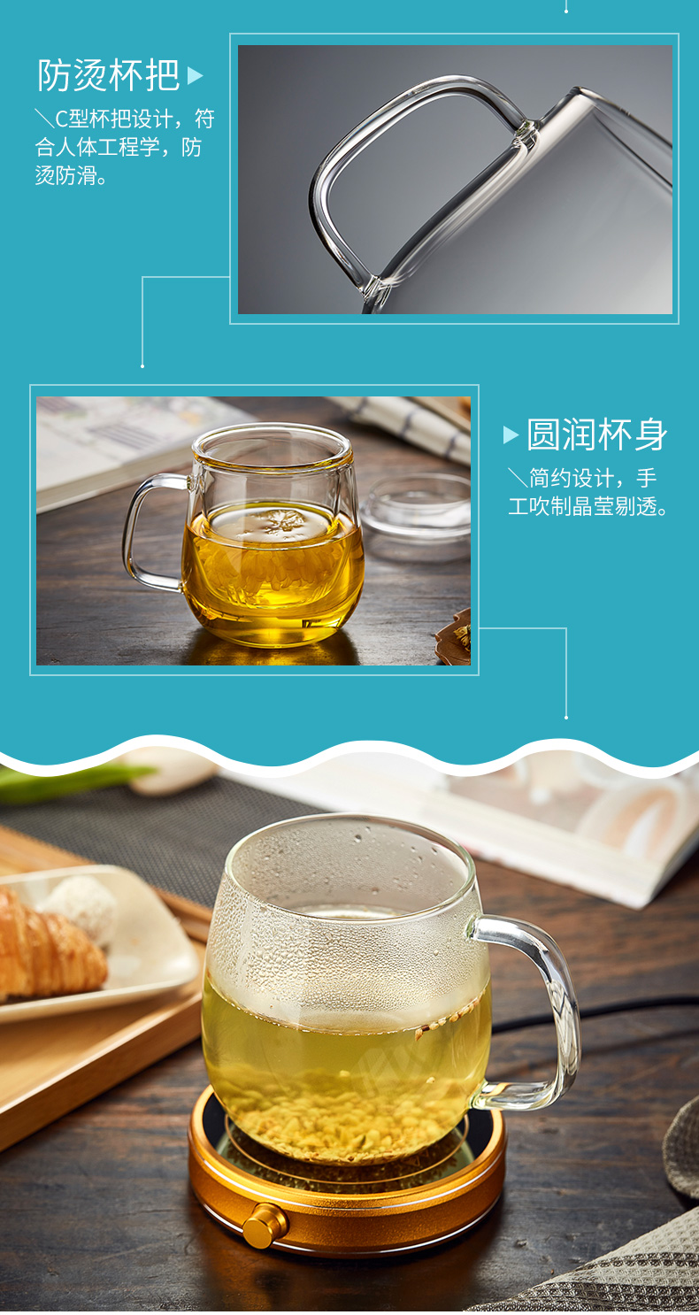 玻璃杯带盖办公过滤水杯喝花茶耐热杯子 封后 500ml晨露杯(全玻璃)