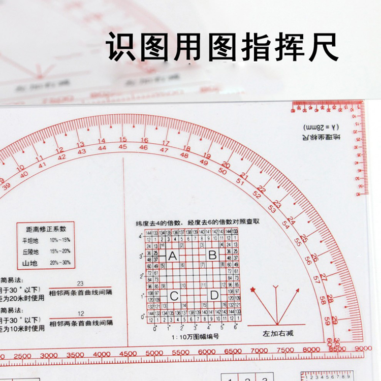 地理坐标尺 标图工具指挥尺识图用图作业尺半圆密位指挥尺组合式地形