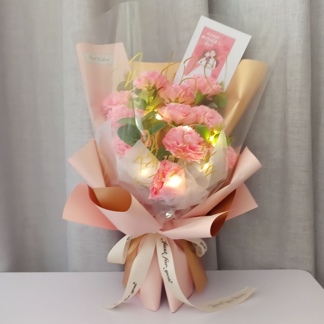 母亲节送妈妈长辈生日礼物康乃馨花束仿真花干花花束教师节送老师 3枝