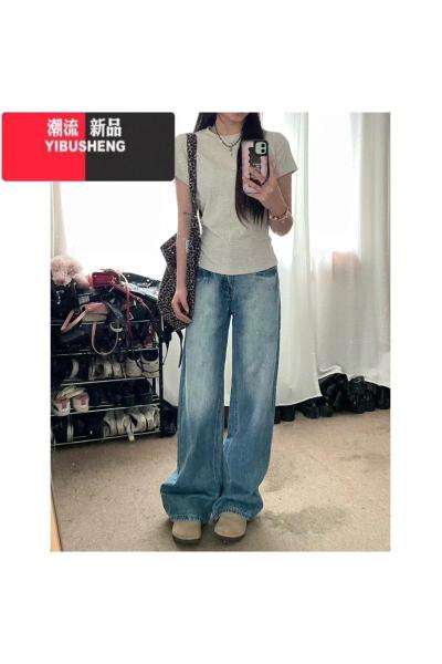 YIBUSHENG灰色掐腰内搭短袖正肩t恤女修身半袖上衣设计感短款季微胖显瘦