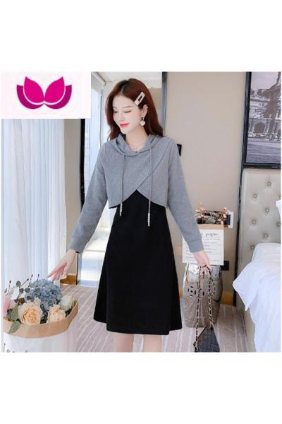 七斓高端背心连衣裙套女装秋季2023年新款小个子休闲连帽套装裙子