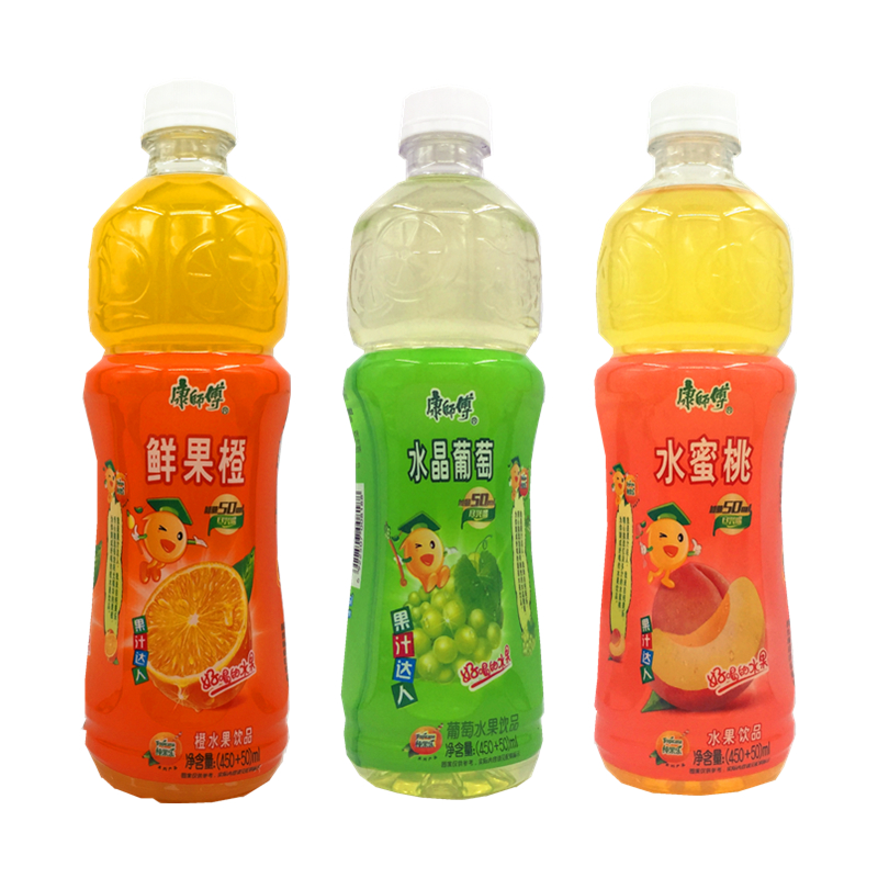 康师傅果汁鲜果橙水晶葡萄水蜜桃水果果汁饮料500ml15瓶