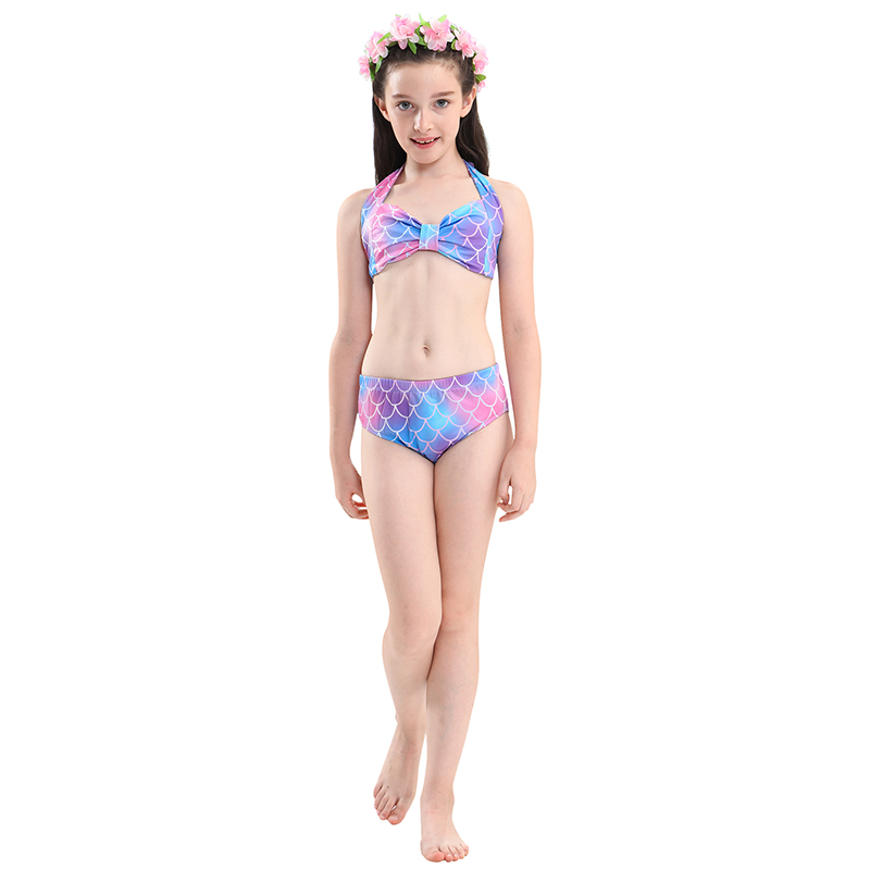 儿童美人鱼尾巴的女童公主泳装小女孩游泳衣服装比基尼套装新款 紫色