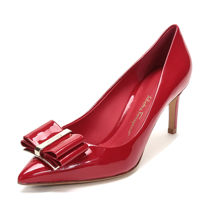salvatore ferragamo 菲拉格慕 女士漆皮蝴蝶结装饰尖头高跟鞋
