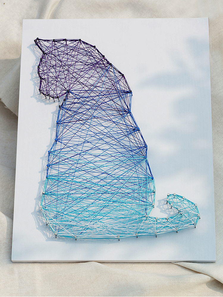 娅斯美娜装饰摆件 星空猫北欧纱线画立体钉子绕线画摆件手工diy材料