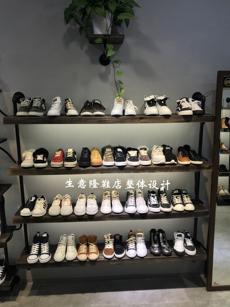 三维工匠鞋店鞋架展示架店铺男女童服装店卖鞋摆货架多层上墙实木包包