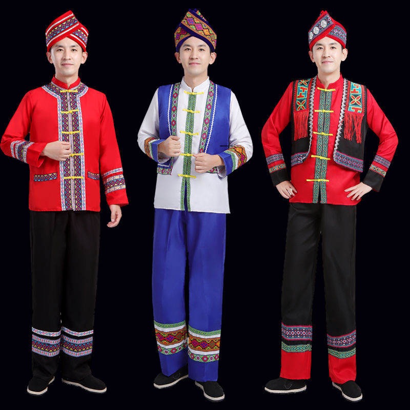 广西男士壮族演出服装贵州少数民族苗族土家族瑶族彝族男装舞台服