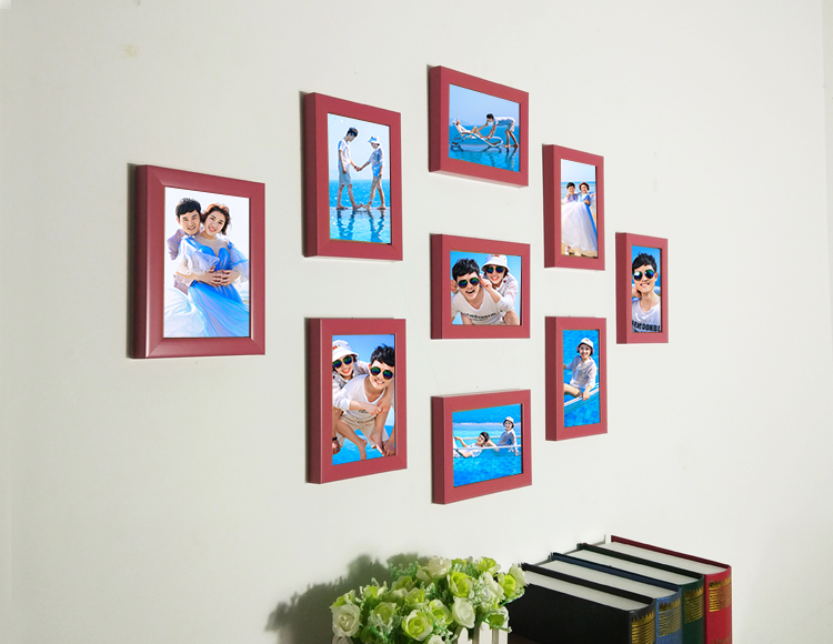 约照片墙装饰9个5寸6寸7寸相框组合照片墙格相框墙连体挂新品