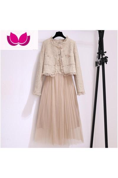 七斓小香风连衣裙女春装2023年新款轻奢高级感裙子套装