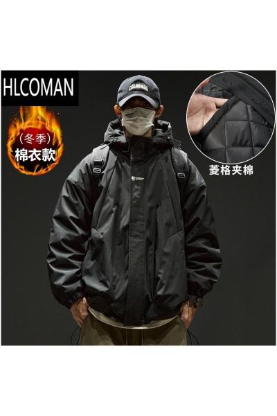 HLCOMAN工装棉服男款冬季加厚男装连帽外套夹克男生p暖棉衣防寒冬装衣服