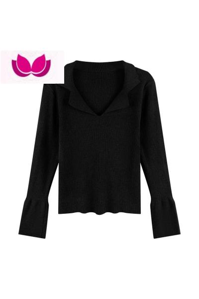 七斓打底衫女内搭春季时尚洋气时髦t恤针织衫chic甜辣修身短款上衣服