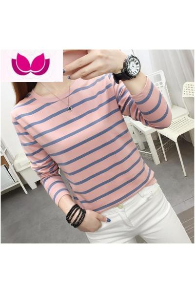 七斓新款洋气胖MM宽松遮肚大码减龄长袖t恤女春装内搭藏肉上衣打底衫