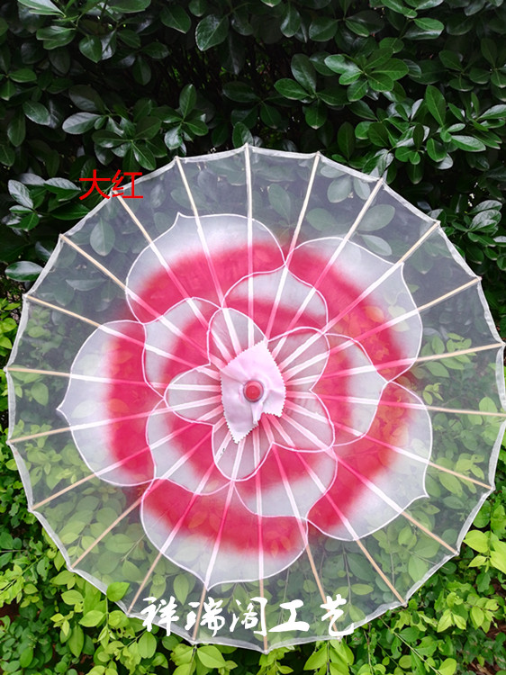 洁中舒 茉莉花开绘画伞透明舞蹈伞茉莉情怀舞蹈演出道具伞舞台走秀