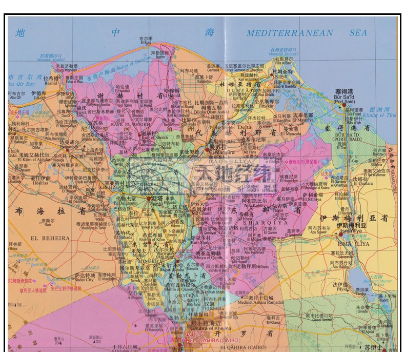 友一个正版埃及地图世界分国地图系列非洲中英文对照商务旅游留学便携