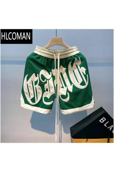 HLCOMAN撞色时尚潮牌休闲阔腿短裤男夏装大码宽松运动网红百搭五分裤子