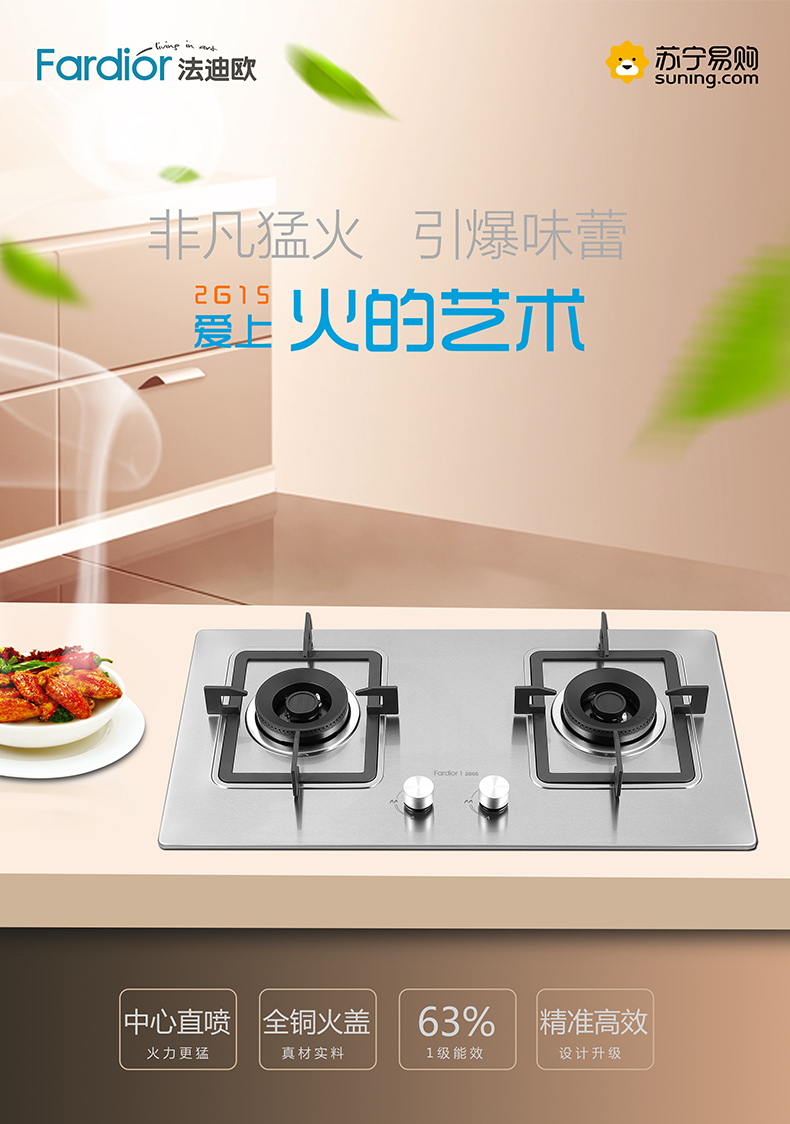 fardior法迪欧燃气灶jzt2g15不锈钢台嵌两用天然气灶具家用燃气灶